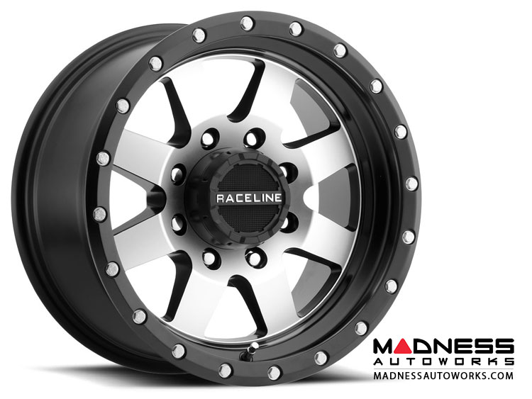 Jeep Custom Wheels (1) - Raceline - 935BMF - 15"x8" - Defender Black w/ Machined Finish 